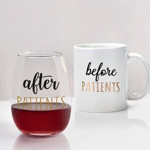 Before patient/after patient mug & wine combo
